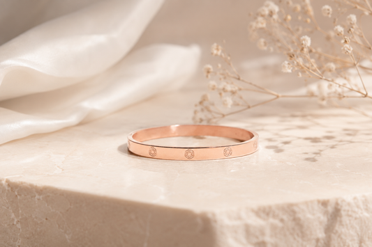 Rose Gold Plated Clover Bangle Bracelet