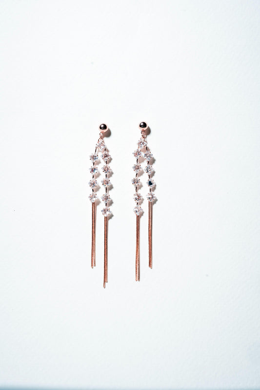 Lumina Dual-Strand Rose Gold Fringe Earrings