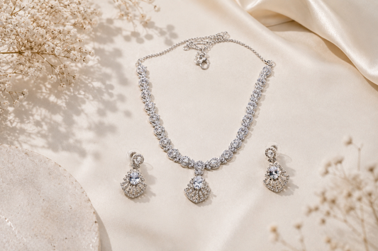 The Celestial Radiance Ensemble: Handcrafted 925 Sterling Silver Set