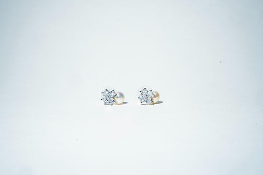 The Floret Bloom Pearl Studs - 925 Sterling Silver