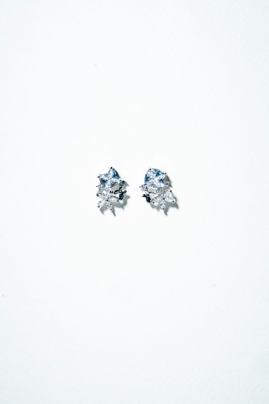 The Midnight Blossom Threader Earrings – 925 Sterling Silver