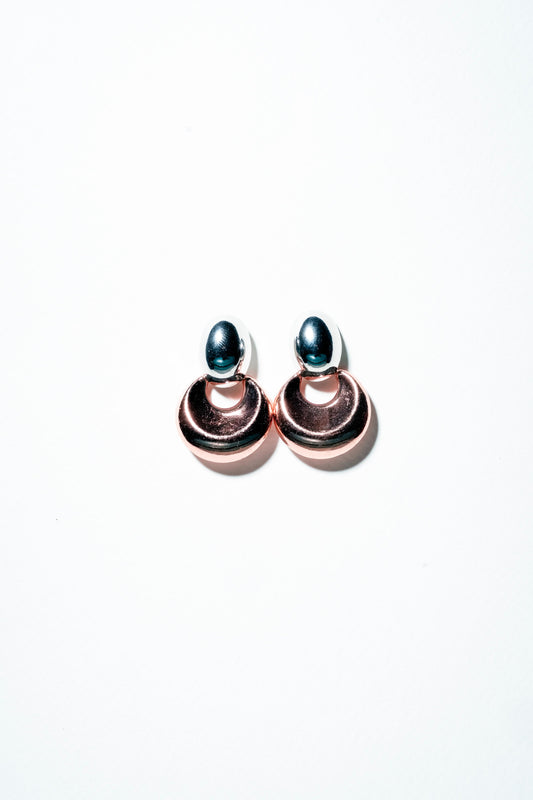 Two-Tone Crescent Drop Studs