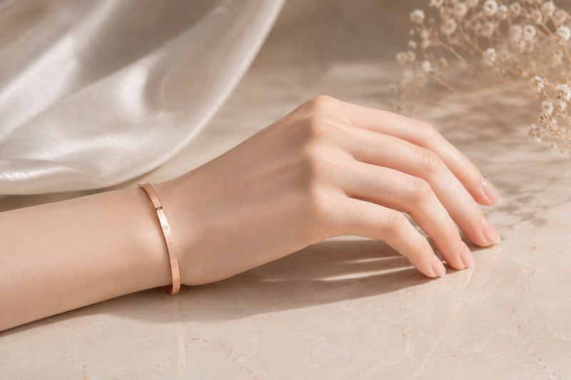 Rose Gold Plated Clover Bangle Bracelet
