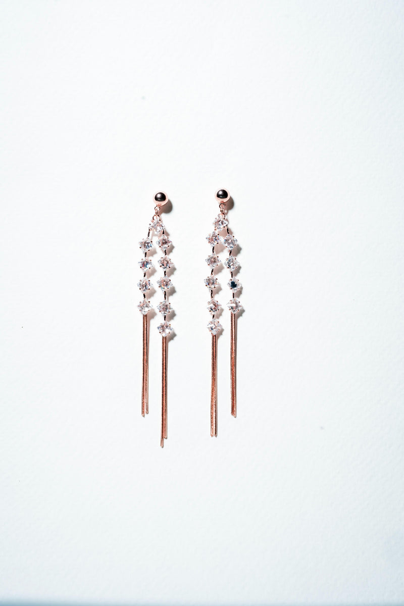 Lumina Dual-Strand Rose Gold Fringe Earrings