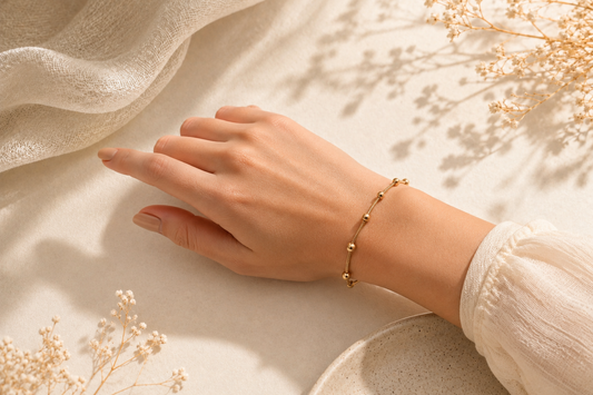 The "Golden Orbit" Snake Chain Bracelet
