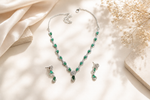 Ethereal Verdant Radiance: 925 Sterling Silver Emerald-Cut Parure
