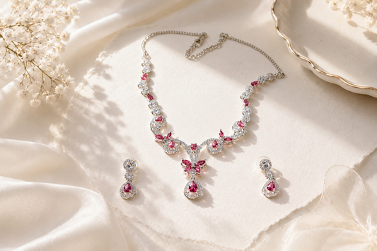 Prismatic Elegance: 925 Silver-Plated Pearl & Multi-Gemstone Set