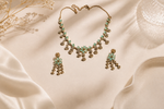 Ethereal Mint Blossom: 18k Gold-Plated Pastel Crystal Necklace & Earring Set