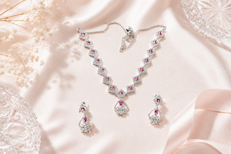 The Crimson Majesty Ensemble: Handcrafted 925 Sterling Silver Set