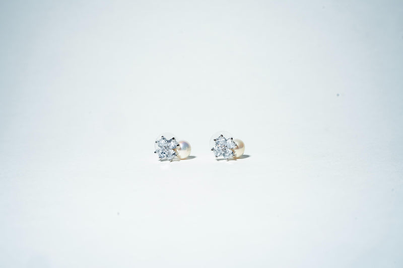 The Floret Bloom Pearl Studs - 925 Sterling Silver