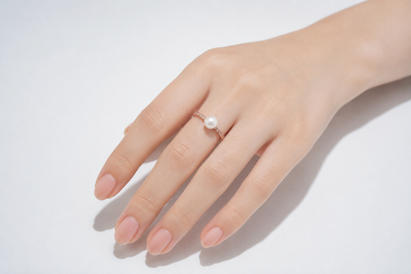 The Eternal Grace Pearl & Pavé Ring
