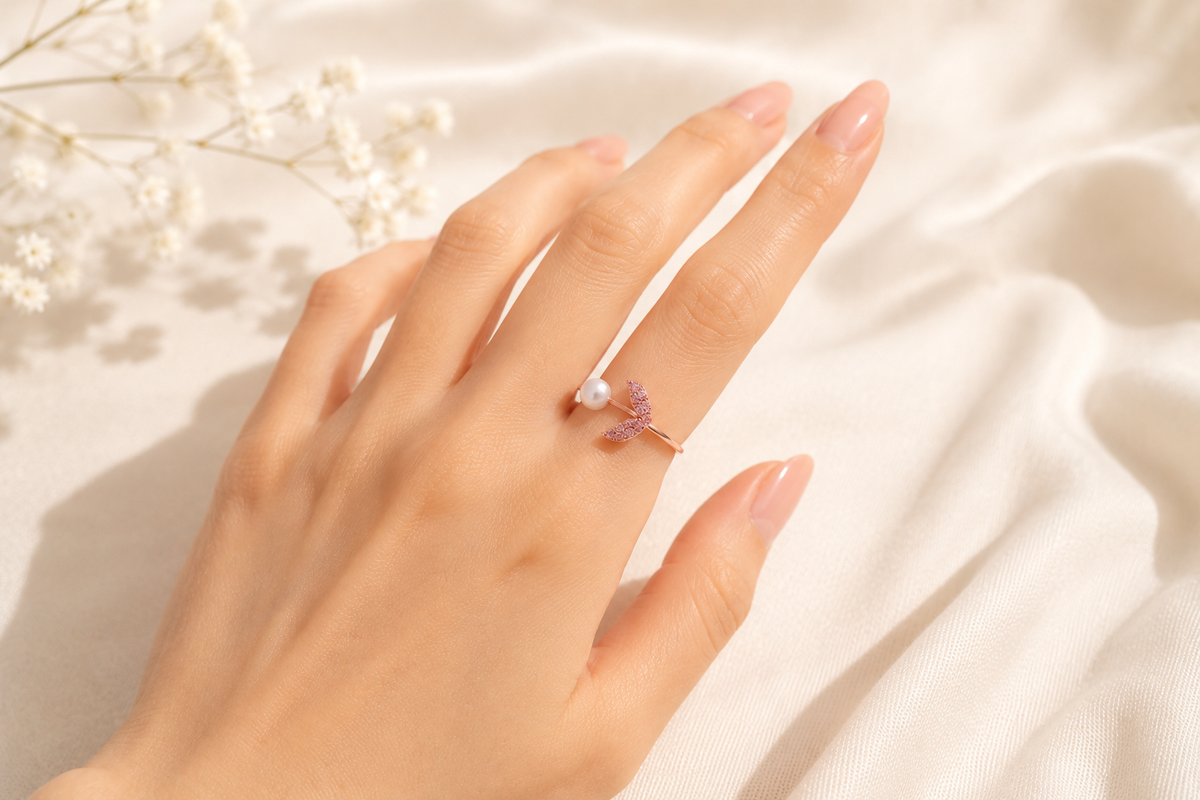 The Enchanted Mermaid Tail Pearl Ring