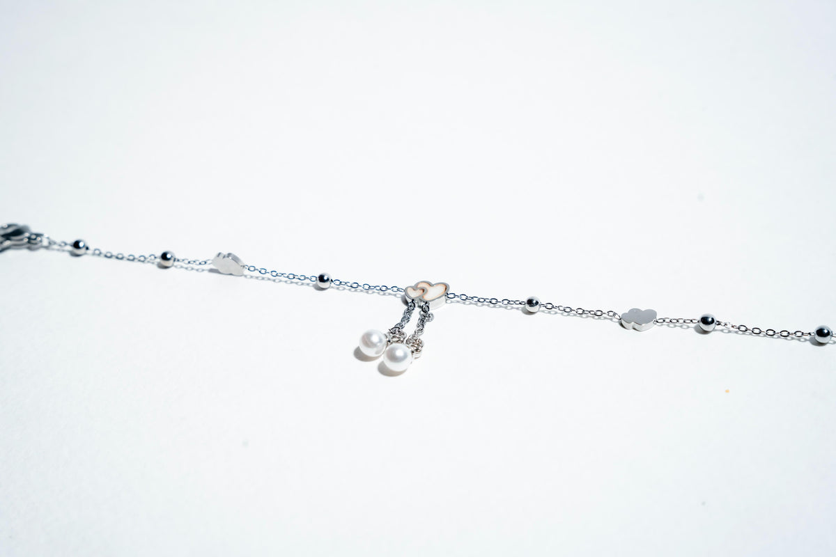 Celestial Romance: The Pearl & Heart Keepsake Bracelet – 925 Sterling Silver