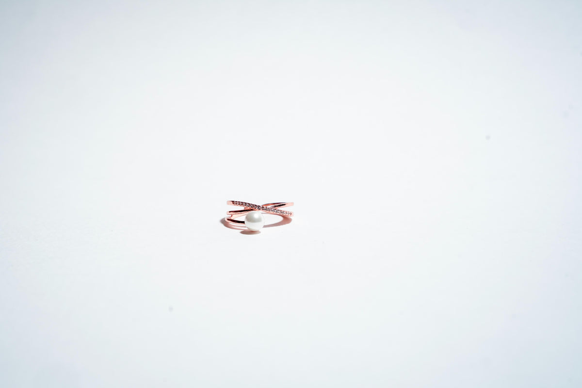 Serenity Cross Pearl Ring: Ethereal Elegance