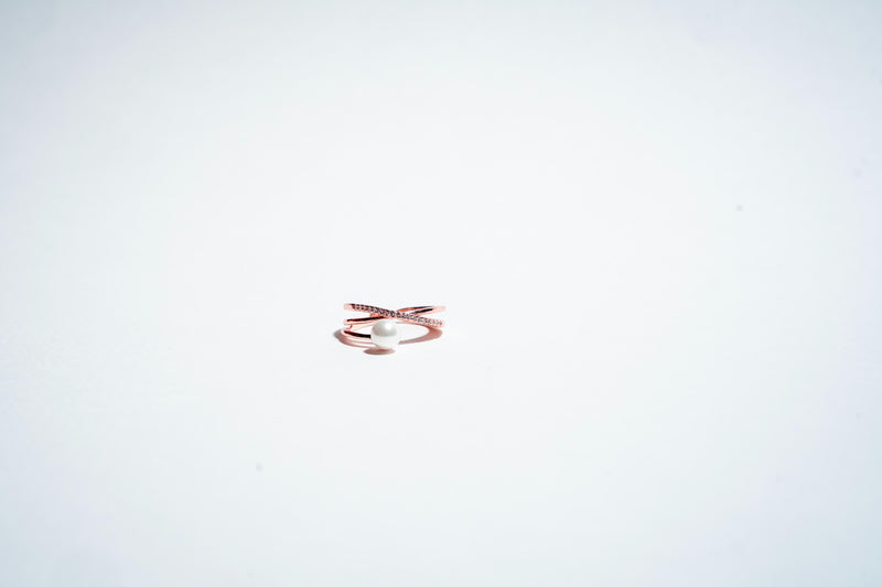 Serenity Cross Pearl Ring: Ethereal Elegance
