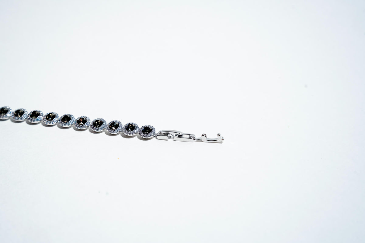The Midnight Halo: 925 Sterling Silver Stone-Set Bracelet