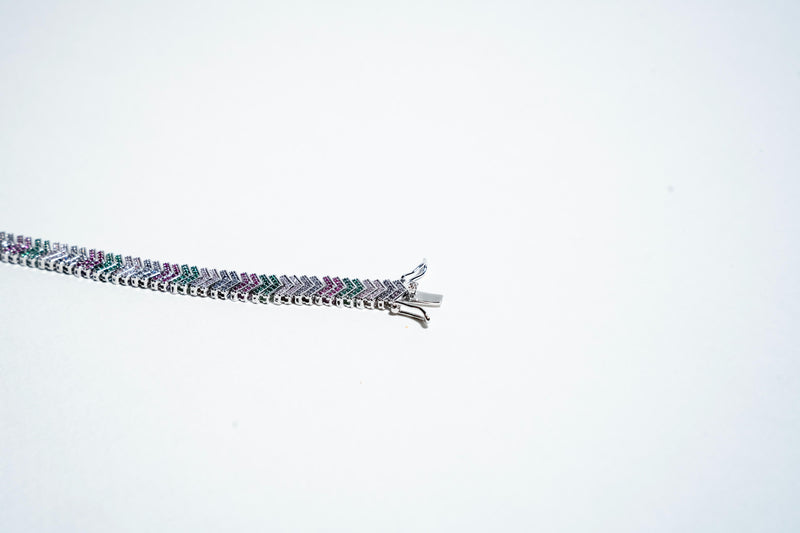 The Spectrum Chevron Tennis Bracelet – 925 Sterling Silver