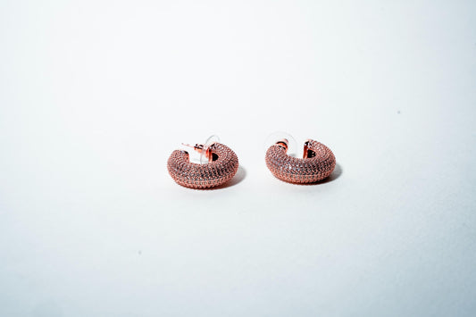 Rose Gold Pavé Sculptural Chunky Hoops