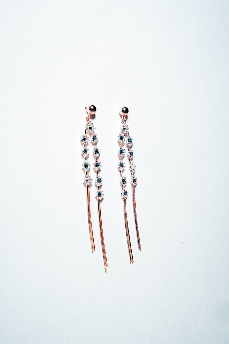Lumina Dual-Strand Rose Gold Fringe Earrings