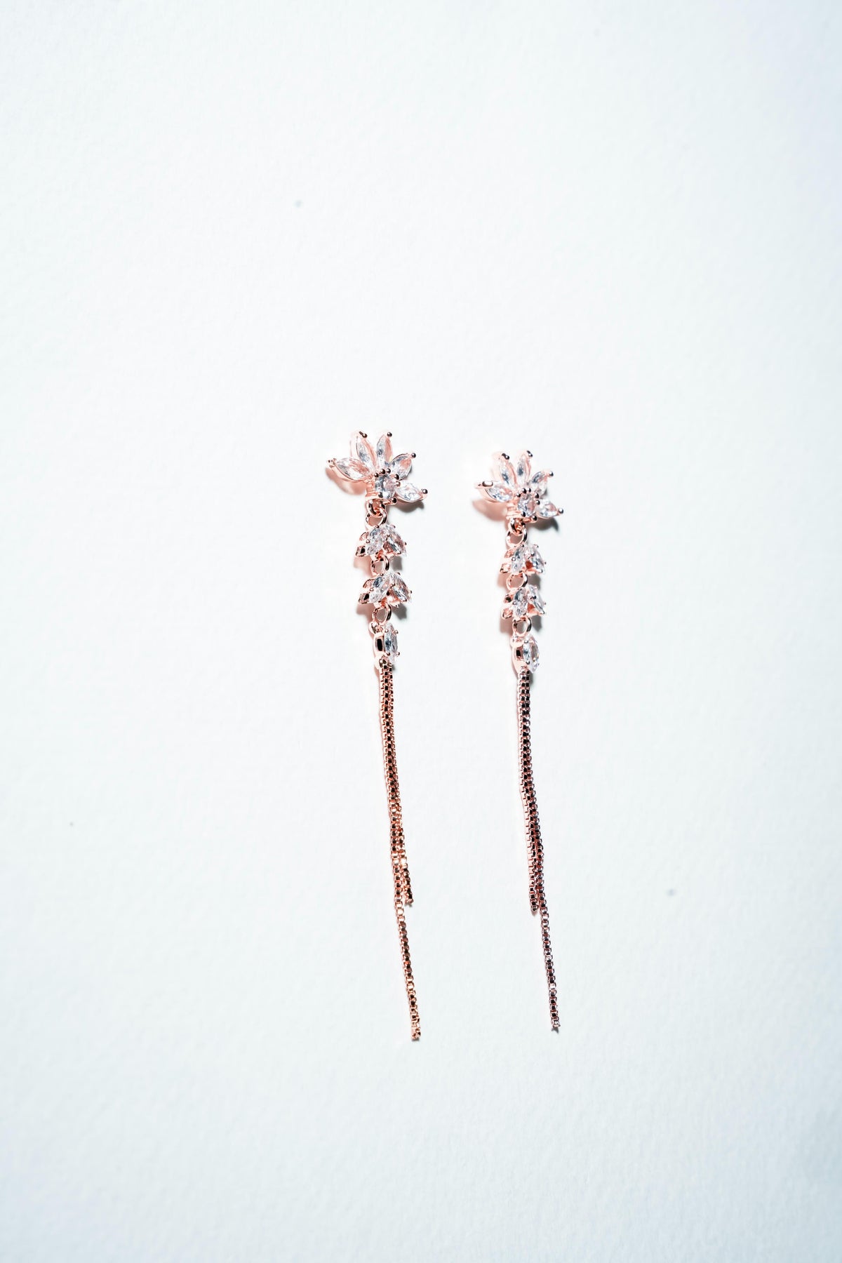 Petal-Drop Linear Rose Gold Earrings