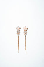 Primrose Petal & Crystal Fringe Drop Earrings – 18K Gold Plated