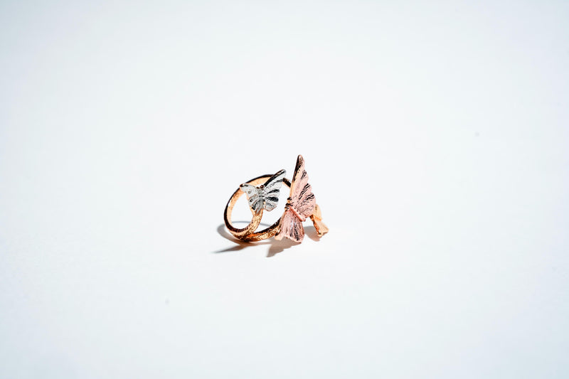 The "Fluttering Trio" Mixed-Metal Butterfly Ring
