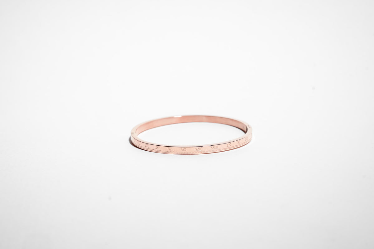 Eterna Roman Numeral Bangle | Rose Gold Plated
