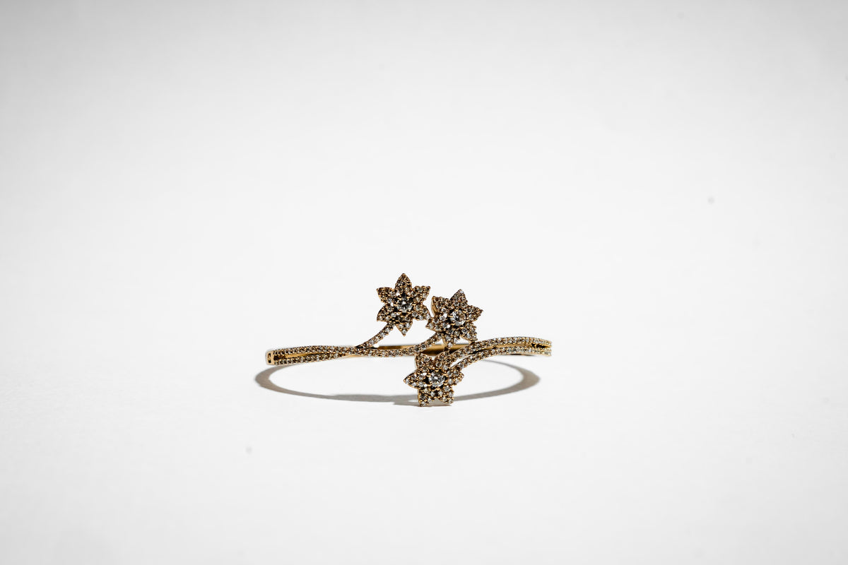 The Celestial Bloom Constellation Bangle – 18K Gold Plated