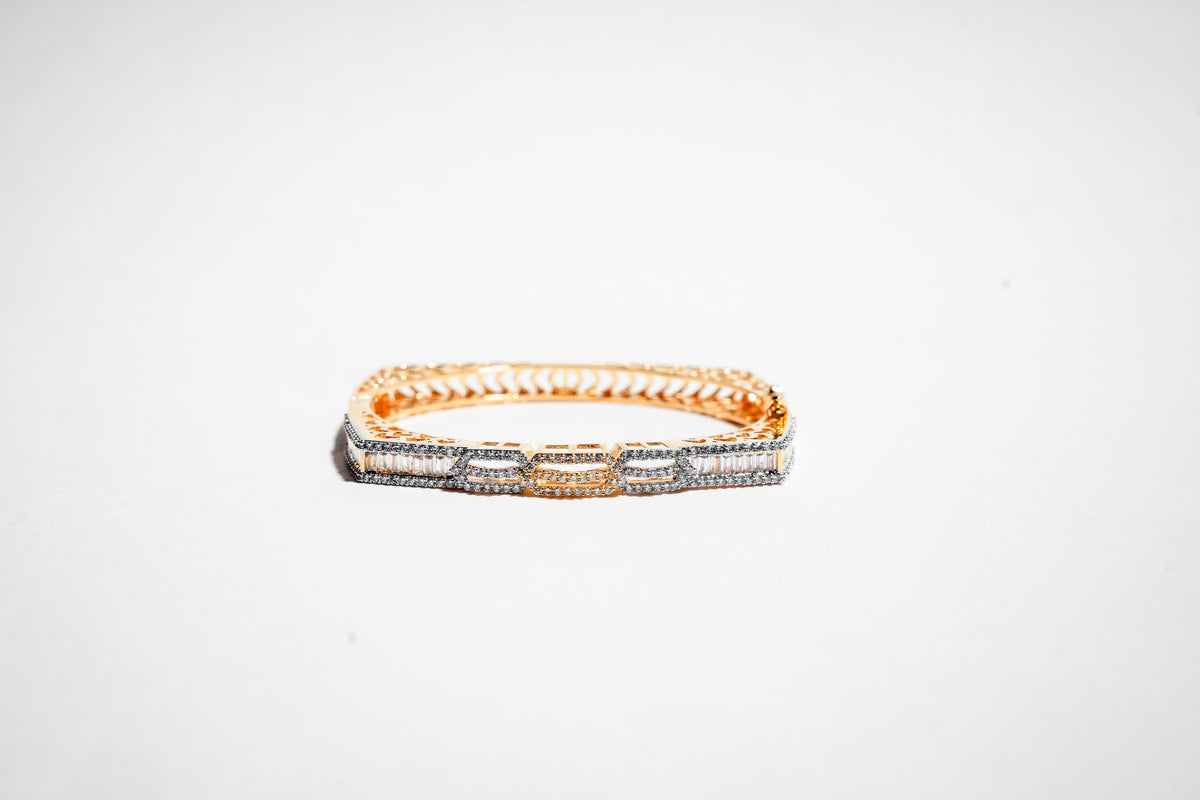 The Sovereign Tiered Pavilion Bangle – 18K Gold Plated