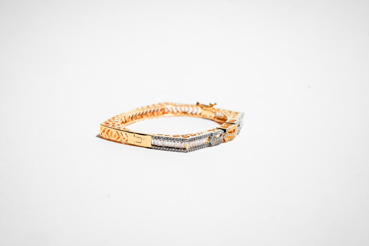 The Sovereign Tiered Pavilion Bangle – 18K Gold Plated