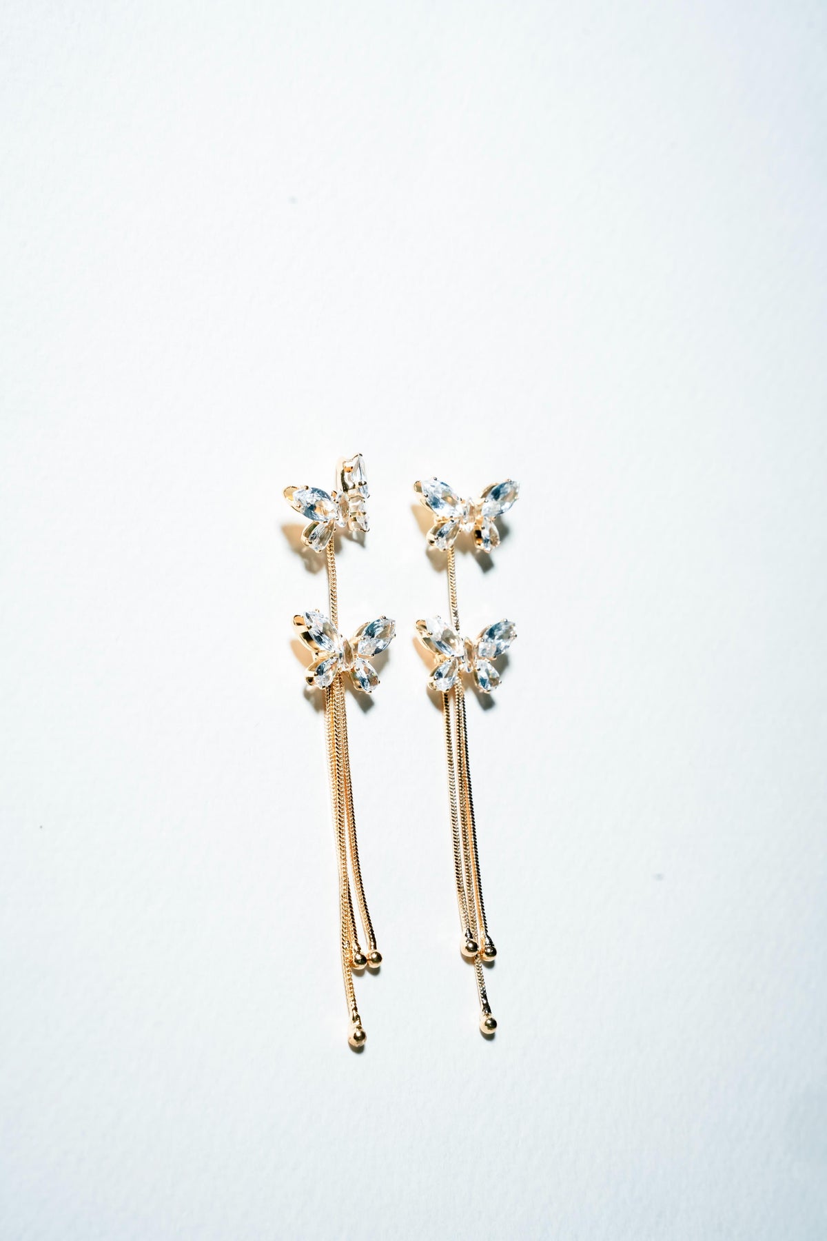 Enchanted Butterfly Tassel Drop Earrings – 18K Gold Plated Serenity