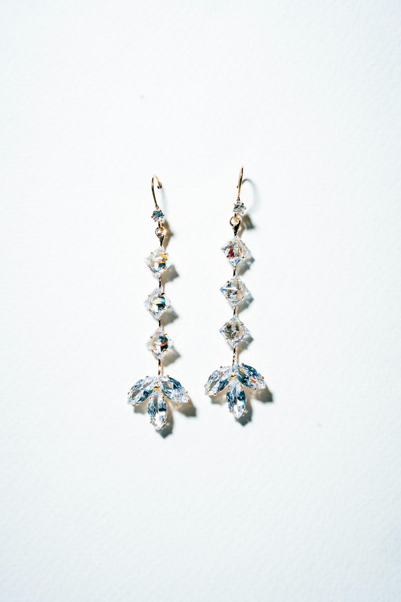 Ethereal Marquise Crystal Cascading Drop Earrings – 18K Gold Plated Luxury