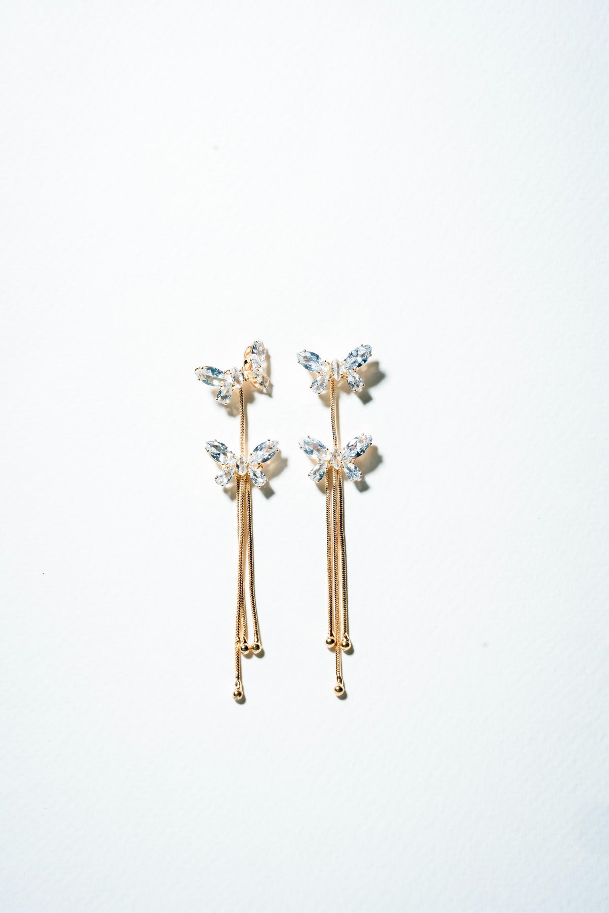 Enchanted Butterfly Tassel Drop Earrings – 18K Gold Plated Serenity