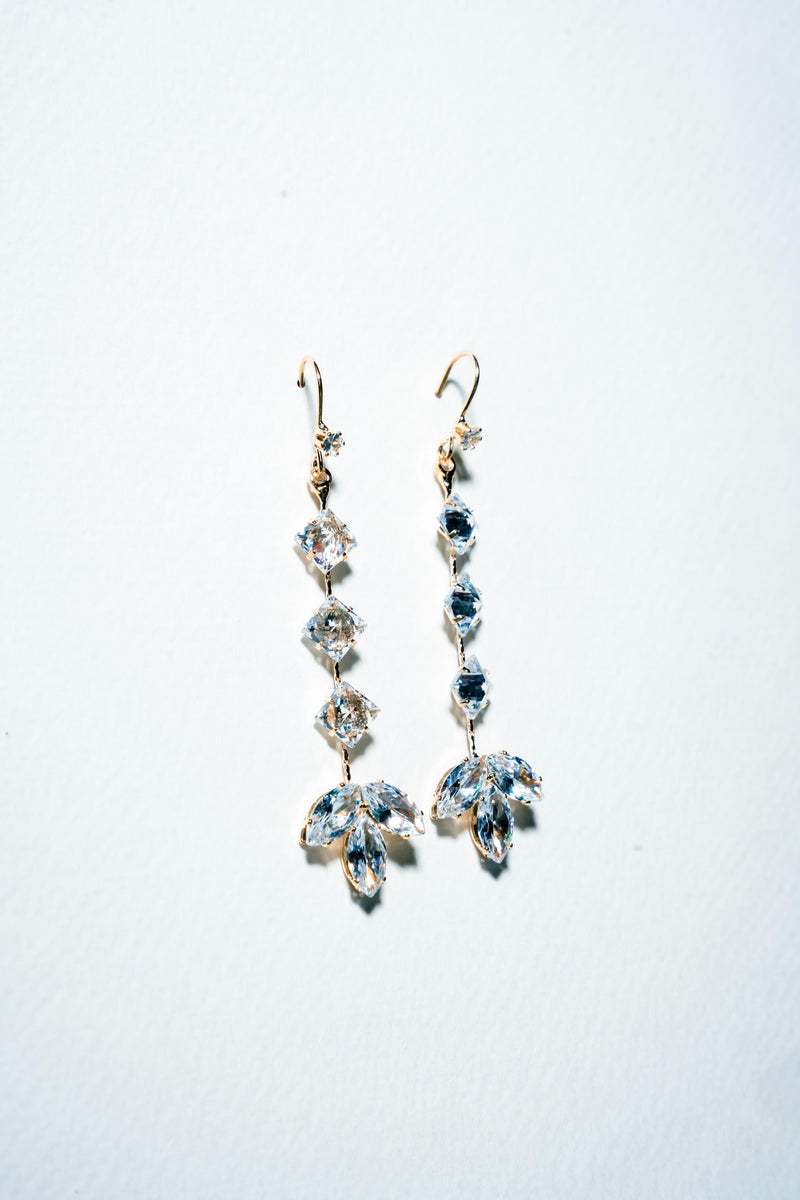 Ethereal Marquise Crystal Cascading Drop Earrings – 18K Gold Plated Luxury
