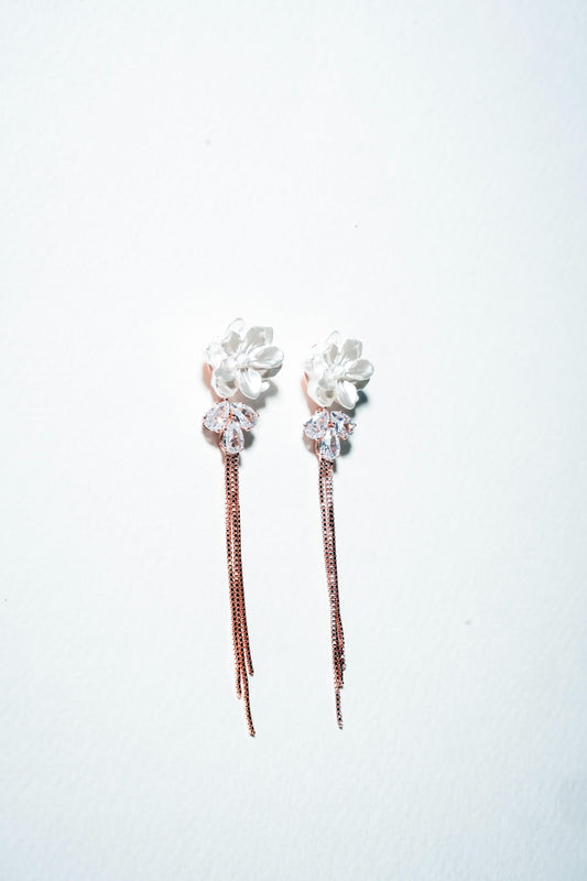 The Primrose Bloom Rose Gold Chain Earrings