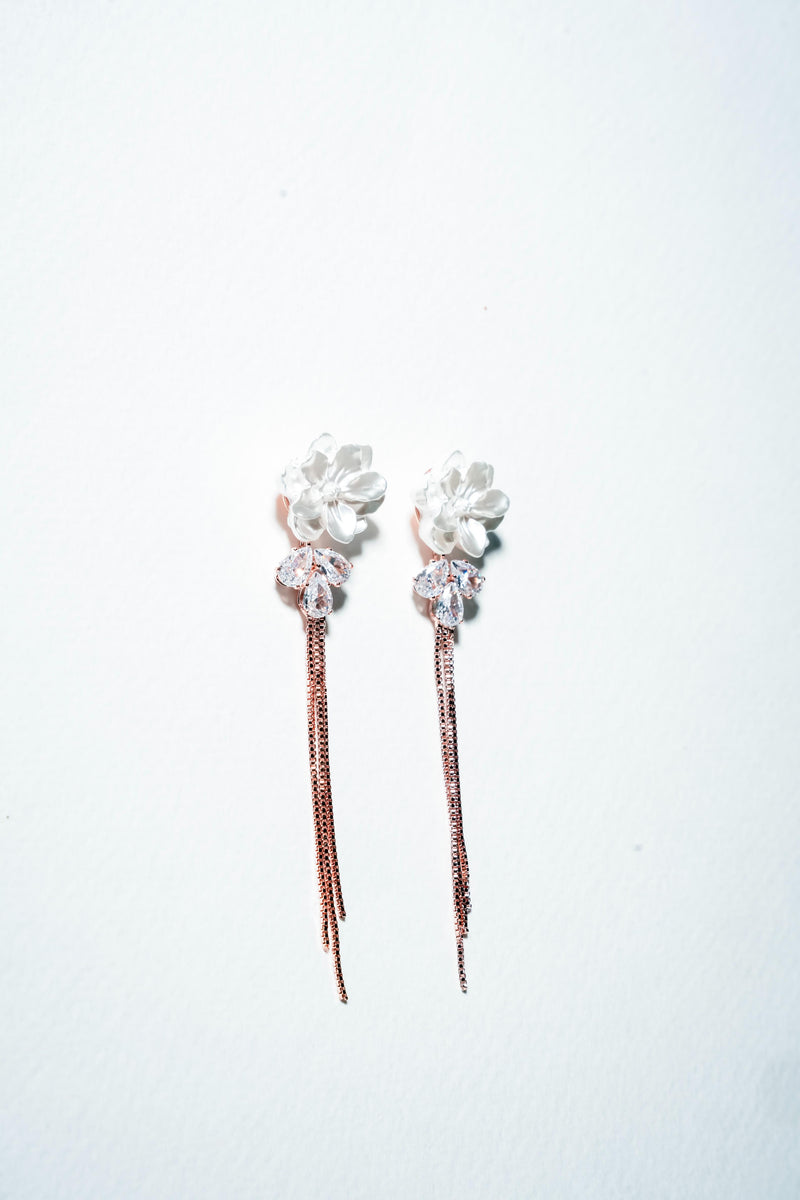 The Primrose Bloom Rose Gold Chain Earrings
